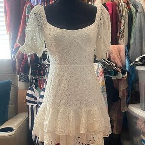 Elegant White Eyelet Dress